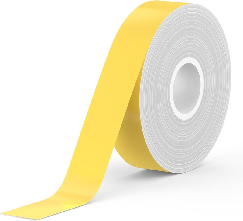 SUPVAN E10 & E11 Label Maker Tape, 0.59in × 19.7ft (15mm × 6m) Genuine Continuous Laminated Thermal Label Tape Refill, Waterproof Oilproof Child-Safe Durable Auto Detect Labels, Black on Yellow - Image 1